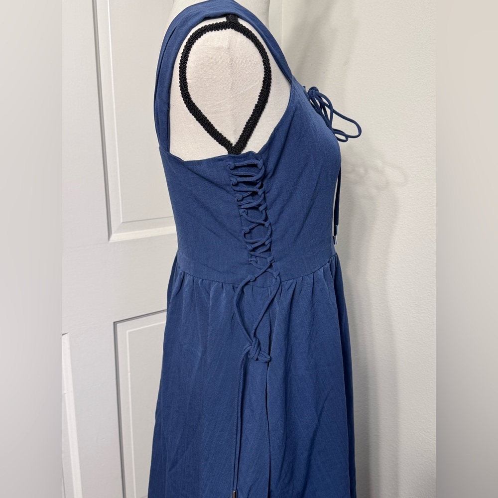 NWT Renaissance-Inspired Blue Sleeveless Dress - Picture 3 of 7